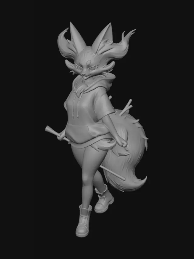 3D model for Hooded Fox in a Stained-Glass Garden