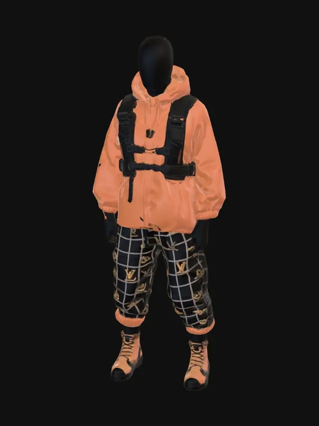 3D model for Neon Orange Climbing Outfit