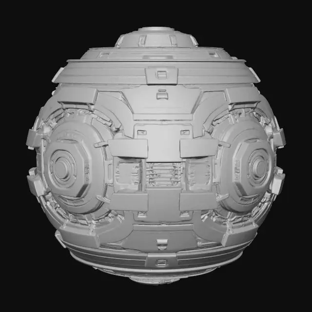 3D model for Futuristic 3D tech emblem: a floating glass and dark metal sphere with a glowing energy core. Around it, clean holographic code streams, UI panels and terminal interfaces orbit smoothly. Surface has subtle neon circuit lines and microchip details. Add abstract geometric shapes and smooth gradients blending creativity and logic. Style is minimalist, corporate tech with soft cyberpunk glow (blue, cyan, purple). Cinematic lighting, balanced, not cluttered. Centered, isolated object. High detail, PBR materials, 4K textures, game-ready mesh.