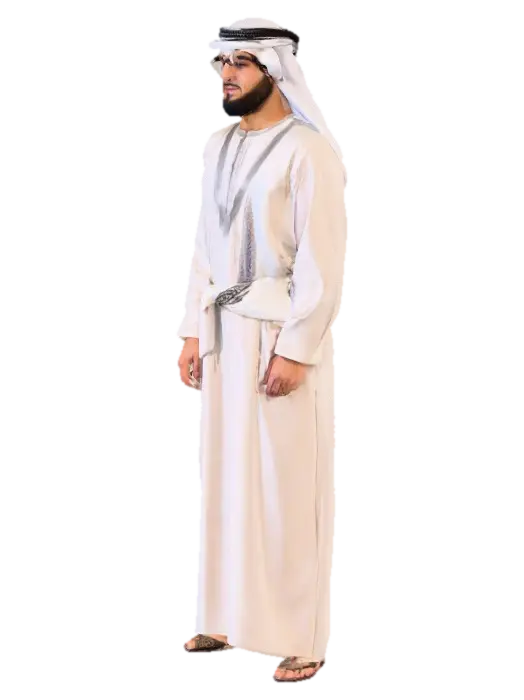 Arabic man in traditional clothing standing idle - Arab 3D model, vytvořený pomocí AI