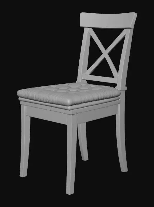 3D model for Black Crossback Dining Chair with Cushioned Seat