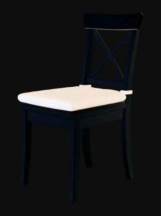 3D model for Black Crossback Dining Chair with Cushioned Seat