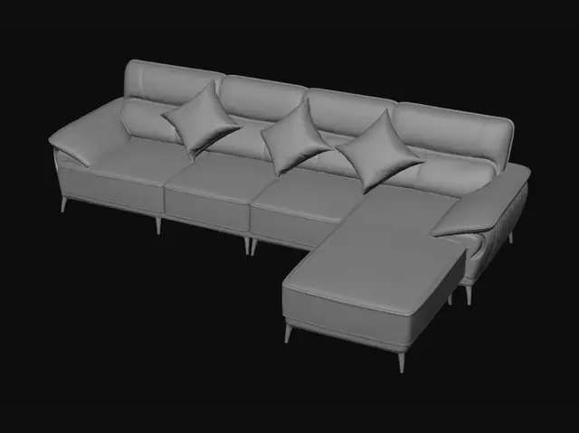 3D model for Gray Leather Modular Sectional Sofa in Showroom