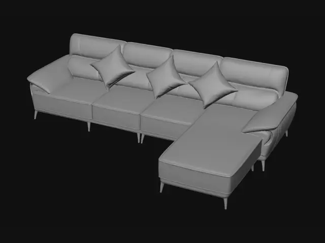 3D model for Gray Leather Modular Sectional Sofa in Showroom