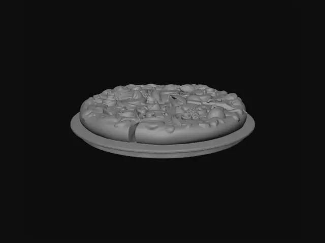 3D model for Mushroom Olive Veggie Pizza