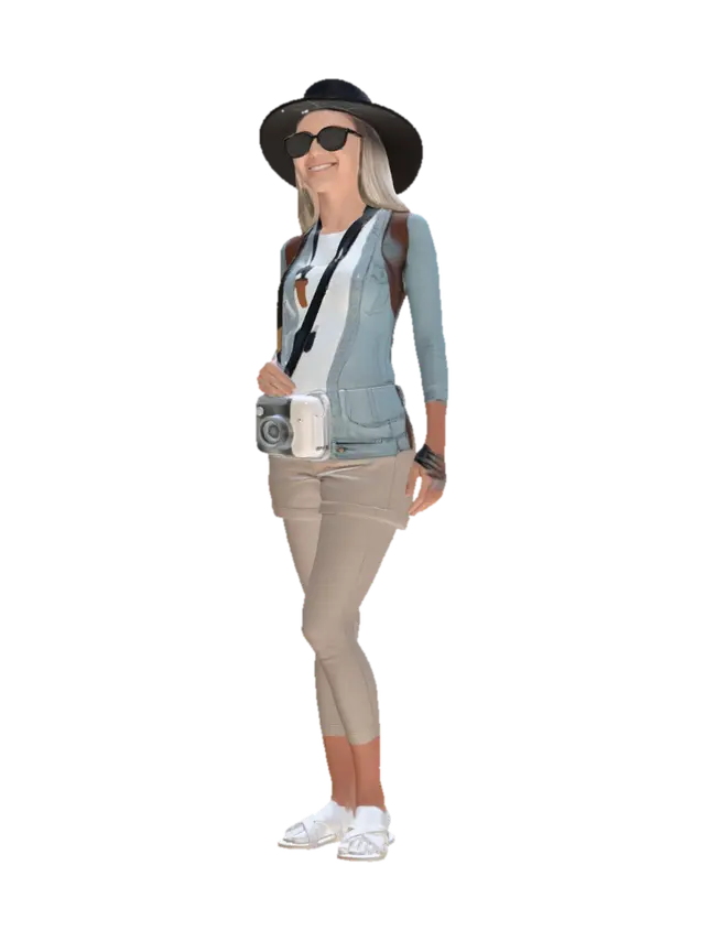 regular turist woman whole figure - Tourist 3D model, vytvořený pomocí AI