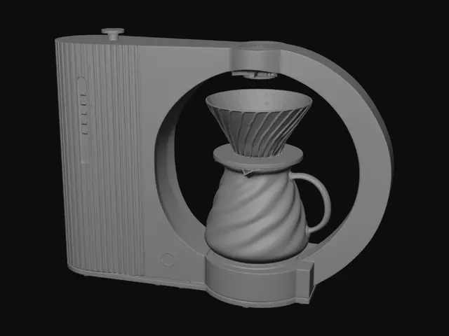 3D model for White Circular Ring Coffee Maker with Glass Carafe