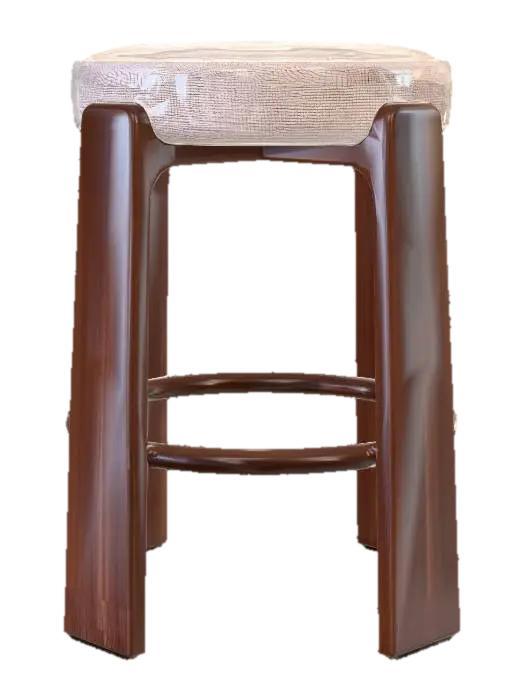 Upholstered Round-Seat Wooden Stool - Pmbasset 3D model, vytvořený pomocí AI
