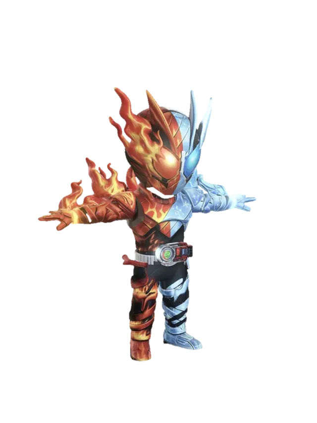 Frostfire Knight - Kamenrider 3D model, vytvořený pomocí AI