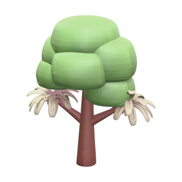 Stylized Cartoon Tree 3D model, vytvořený pomocí AI
