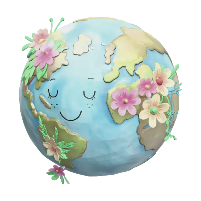 Fantasy Cartoon Earth 3D model, vytvořený pomocí AI