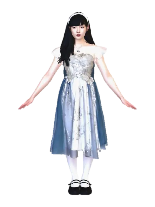 Teenage Girl in a Fancy Dress - Teen 3D model, vytvořený pomocí AI