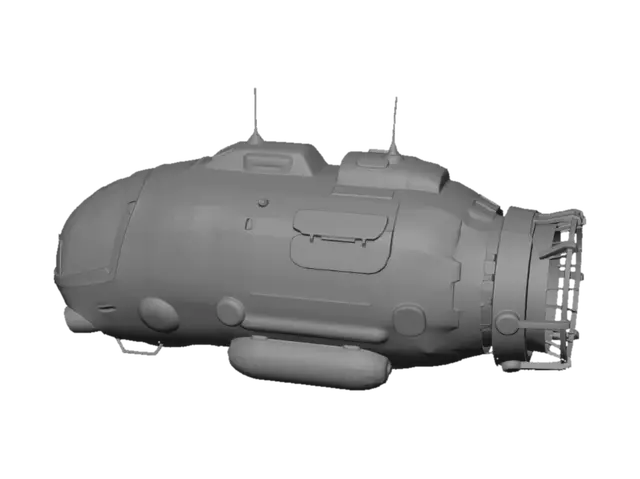 3D model for Sci-Fi Submarine Concept Design Sheet