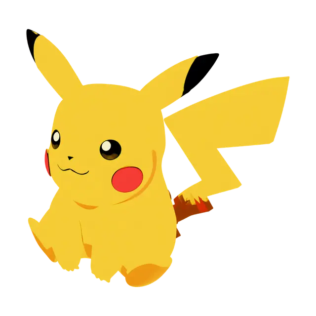 Pikachu Character 3D model, vytvořený pomocí AI