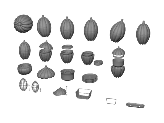 3D model for Wooden Pumpkin-Shaped Storage Jar
