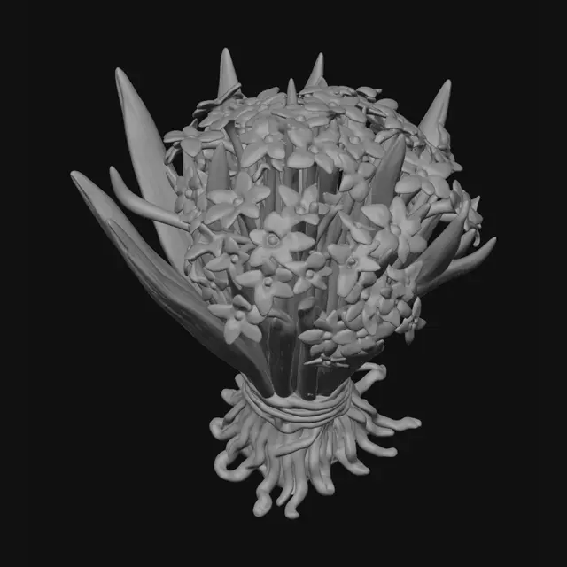 3D model for white flowers that are going up from the root and nothing is at angle more than 45%
