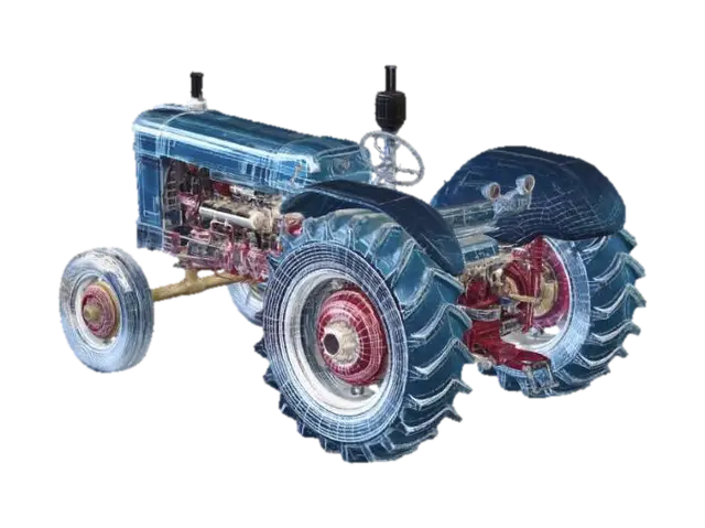 Tractor Blueprint - Technical 3D model, vytvořený pomocí AI