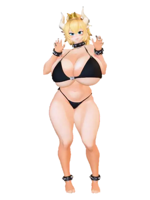 Bowsette Character Design - Busty 3D model, vytvořený pomocí AI