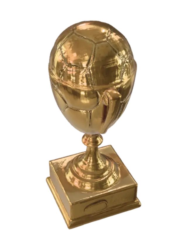 3D model for прафисианальный футбольный кубак м падставвкай с залатыми абводками с дитализацыяй прафисианальнава уравня и внога дитель и мячь красивый