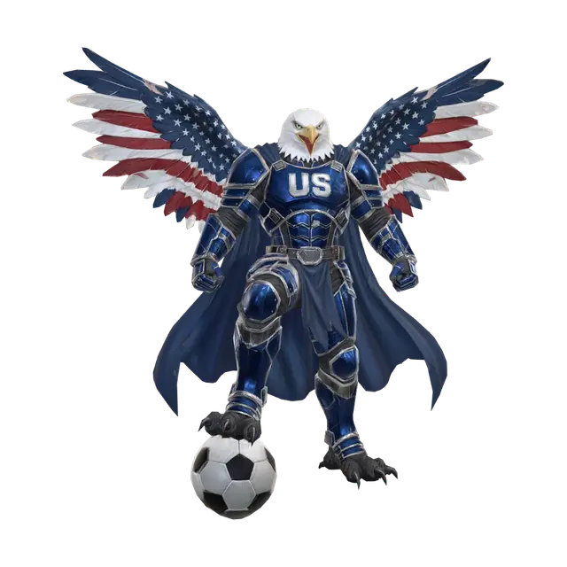 Patriotic Winged Knight - America 3D model, vytvořený pomocí AI