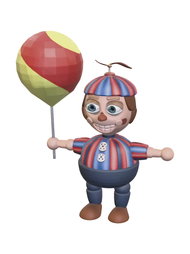 Low-Poly Balloon Boy Fnaf Movie 3D model, vytvořený pomocí AI