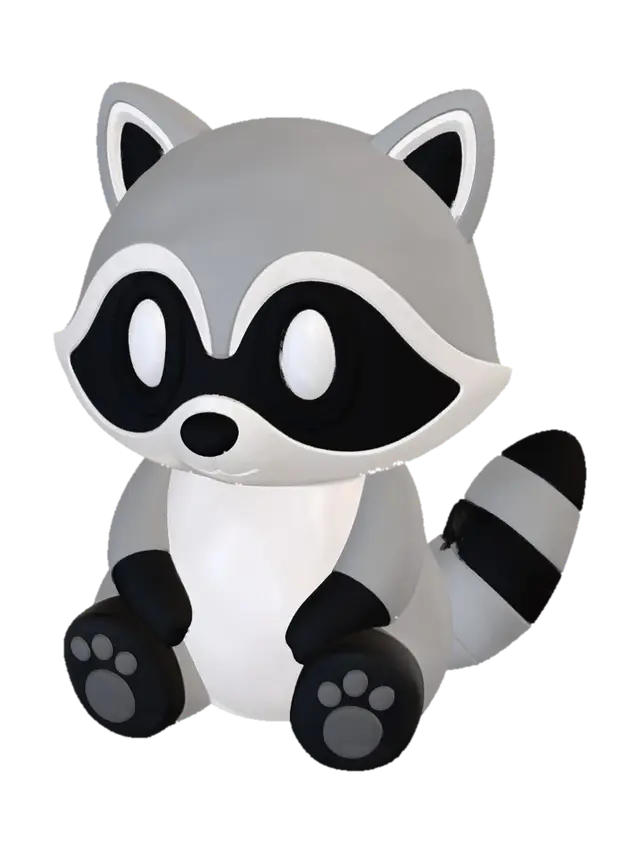 Little Raccoon 3D model, vytvořený pomocí AI