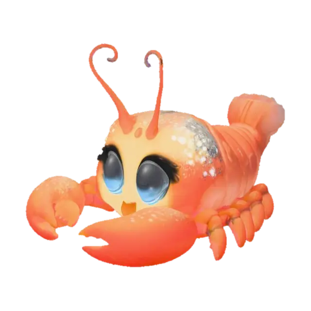 Bubbly Lobsterling 3D model, vytvořený pomocí AI