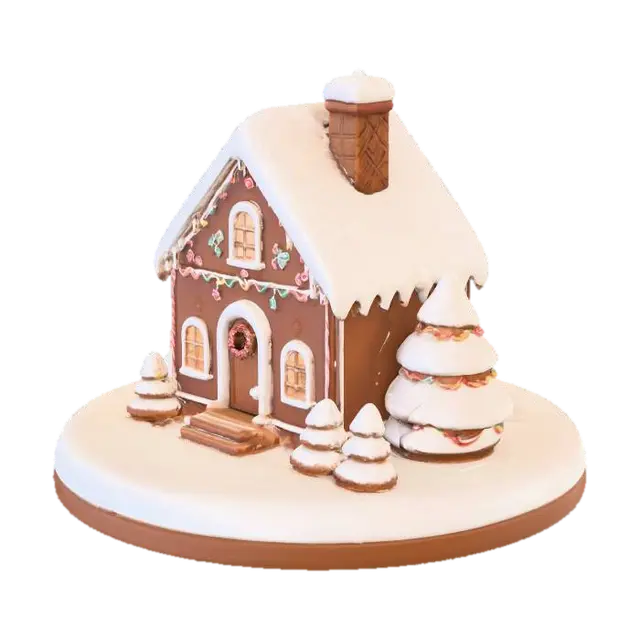 Gingerbread Cottage Wonderland 3D model, vytvořený pomocí AI