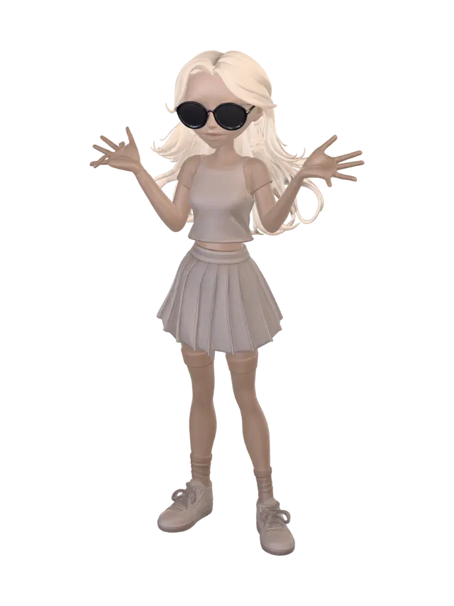 Cartoon Girl 2 - Aviator 3D model, vytvořený pomocí AI