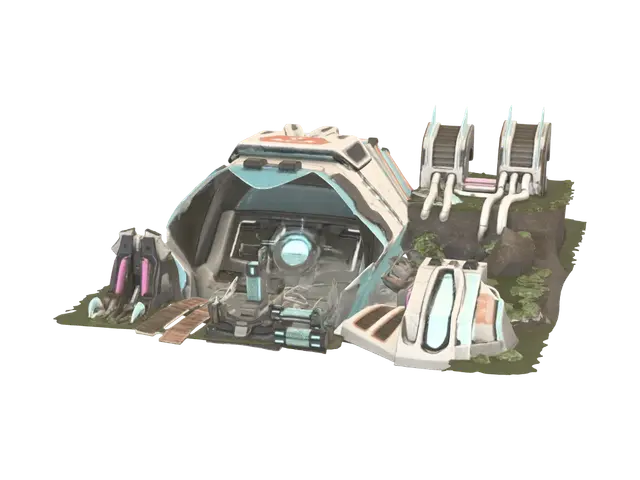 Cyber Nexus Outpost 3D model, vytvořený pomocí AI