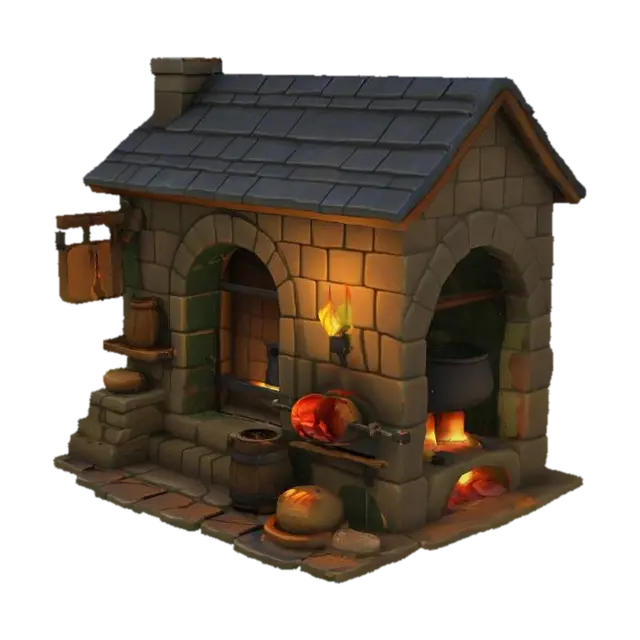 Medieval Bakery - Cobblestone 3D model, vytvořený pomocí AI
