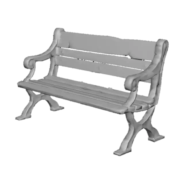 3D model for an old, slightly withered and decayed wooden park bench 