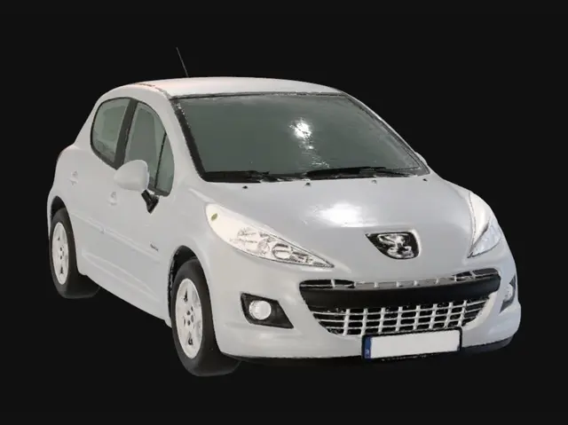 3D model for Silver Peugeot hatchback in the rain