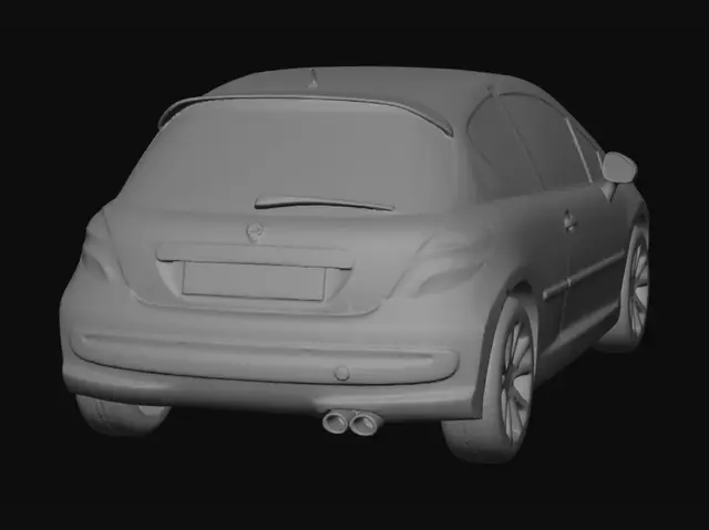 3D model for White Peugeot Hatchback Rear View