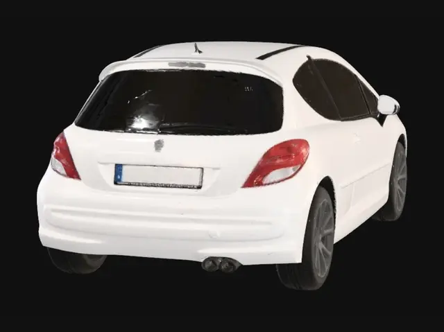 3D model for White Peugeot Hatchback Rear View