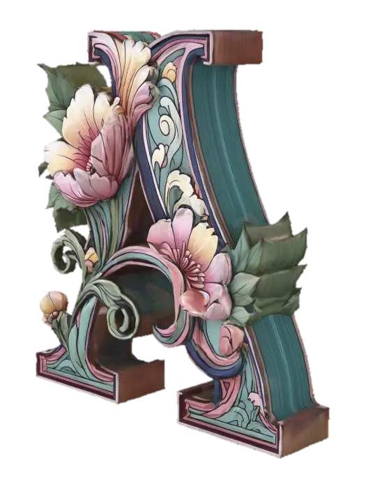 3D model for Floral Letter A