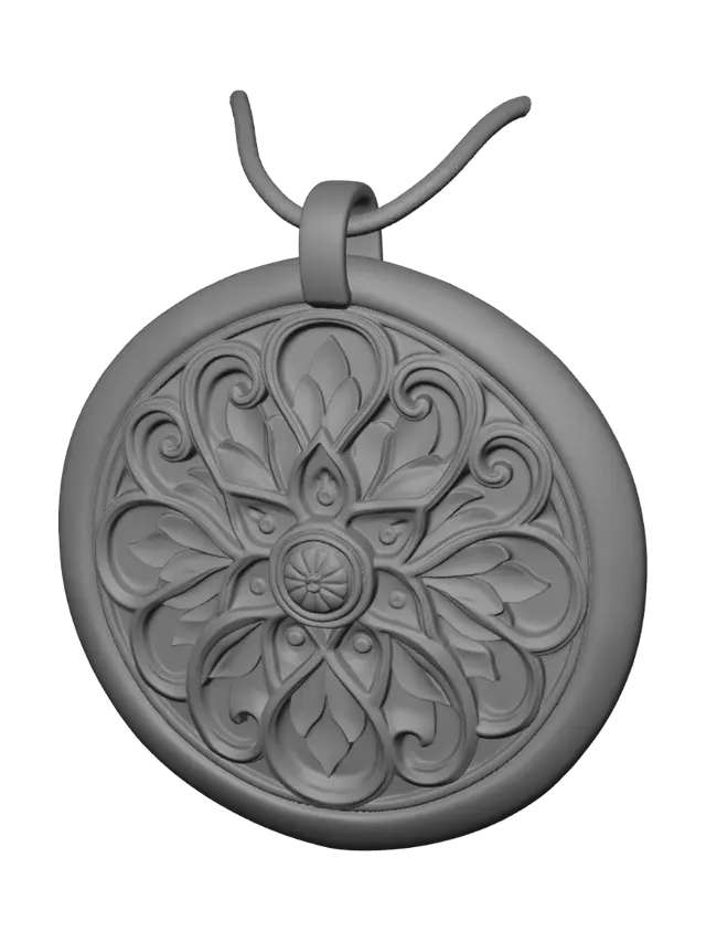 3D model for Wooden Floral Mandala Pendant