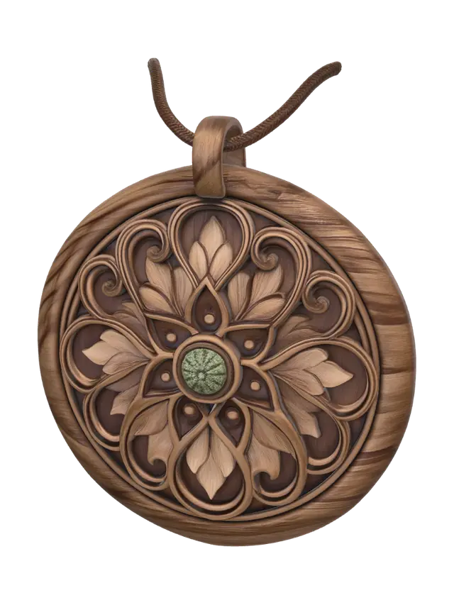 3D model for Wooden Floral Mandala Pendant