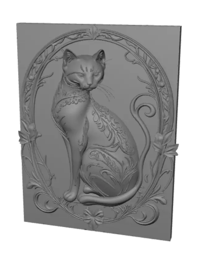 3D model for Gilded Cat Within an Ornate Frame