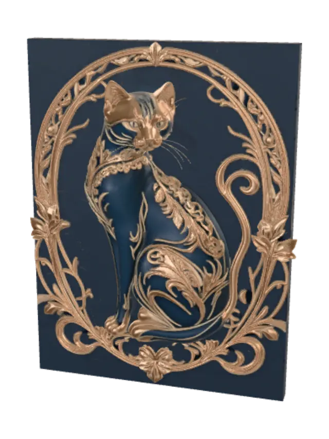 3D model for Gilded Cat Within an Ornate Frame