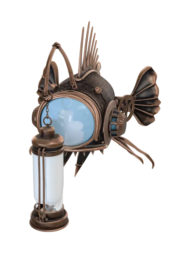 Steampunk Lantern Fish - Lanternfish 3D model, vytvořený pomocí AI