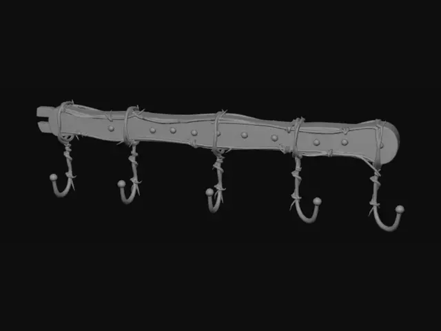 3D model for bAD HANDTUCHHALTER LEISTE
mit 6 haken aus stacheldraht look