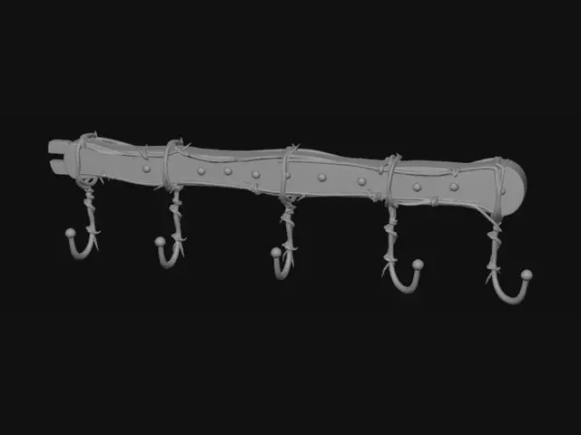 3D model for bAD HANDTUCHHALTER LEISTE
mit 6 haken aus stacheldraht look