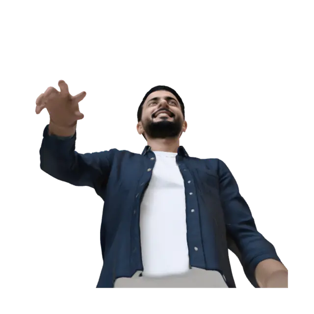 Smiling man on a beige couch in a sunlit living room - Random 3D model, vytvořený pomocí AI