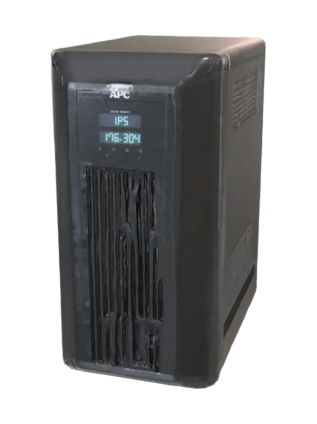 A realistic 3D model of an APC uninterruptible power supply (UPS) device, rectangular… - Ready 3D model, vytvořený pomocí AI