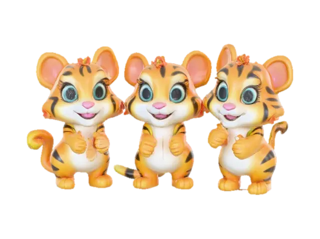 A whimsical fantasy a trio of talking chibi flowers (tiger lilies) alice in… 3D model, vytvořený pomocí AI