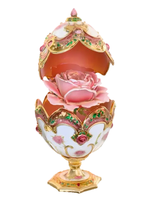 A very detailed and elborately decorated faberge egg that opens from the middle to… 3D model, vytvořený pomocí AI