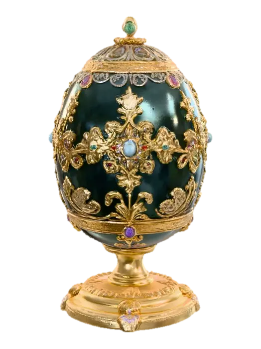 3D model for A very detailed and elborately decorated faberge egg stand a very detailed and elegant base, hyper-realistic,  #Thanksgiving#