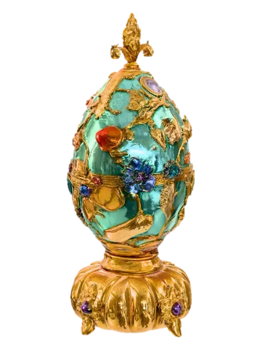 A very detailed and elborately decorated faberge egg stand a very detailed and… 3D model, vytvořený pomocí AI