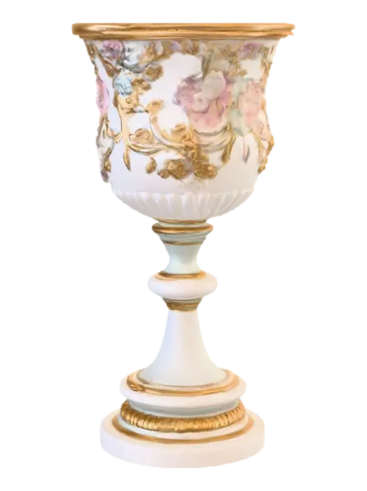 3D model for Ornate, round , Pedestal, pastel colors, floral, victorian, gold, white, Vintage gold Carrara #Thanksgiving#